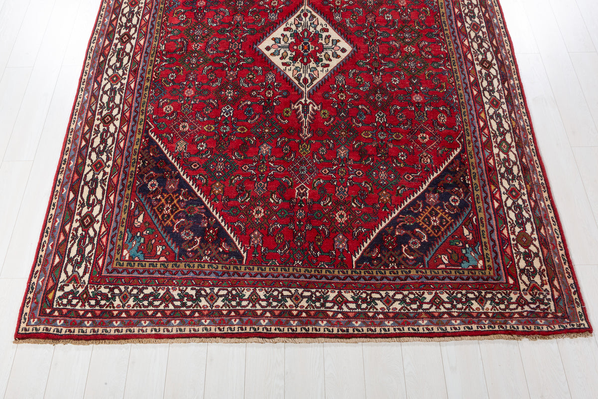 Vintage Red and beige Traditional Rug – 10' 3" x 7' 3" (312 x 222 cm)