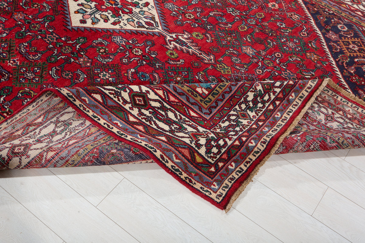 Vintage Red and beige Traditional Rug – 10' 3" x 7' 3" (312 x 222 cm)