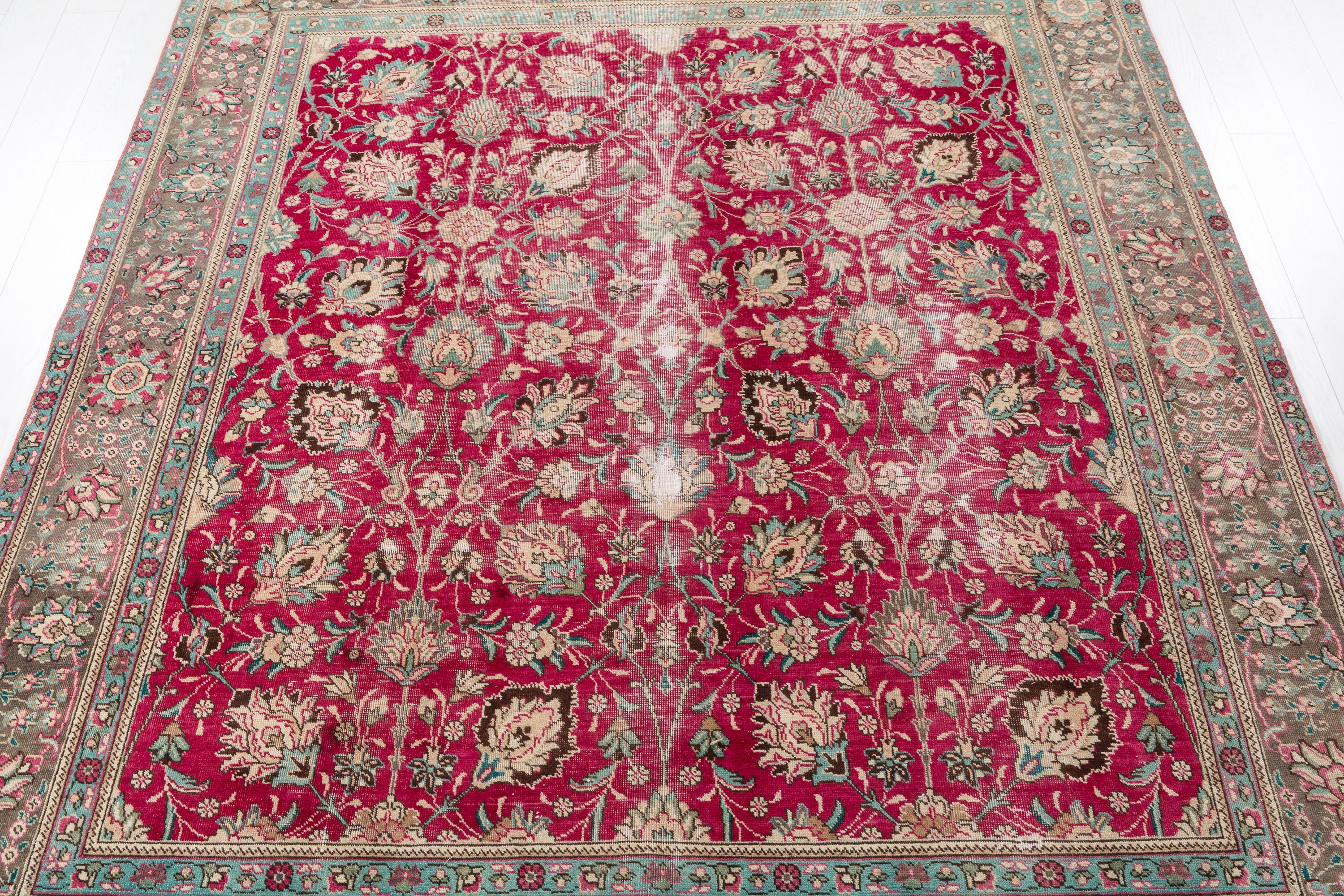 Collectible Vintage Magenta and navy Allover Rug – 9' 10" x 7' 10" (299 x 239 cm)