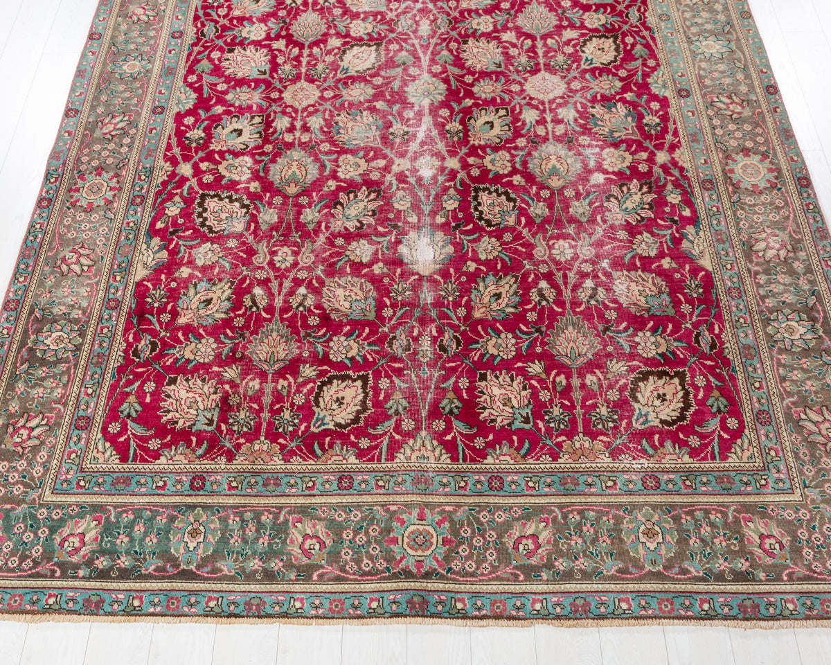 Collectible Vintage Magenta and navy Allover Rug – 9' 10" x 7' 10" (299 x 239 cm)