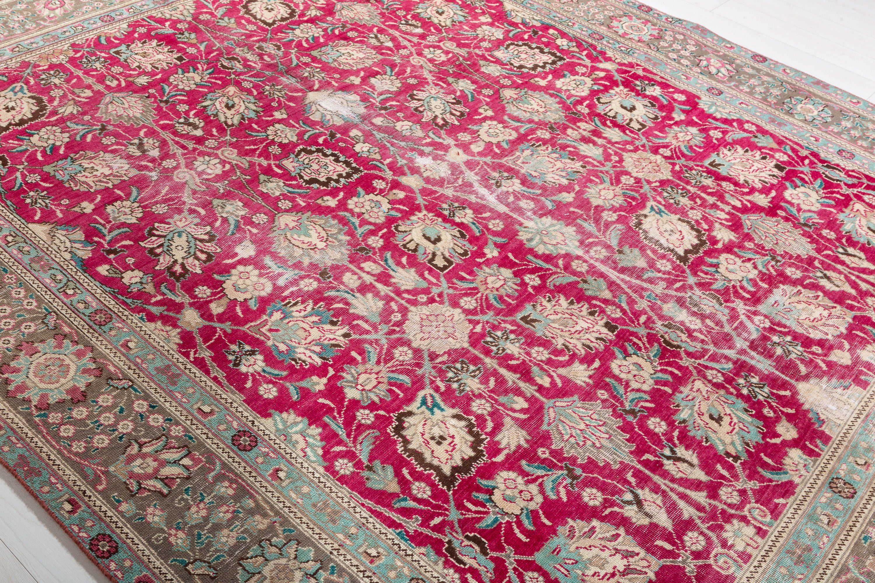 Collectible Vintage Magenta and navy Allover Rug – 9' 10" x 7' 10" (299 x 239 cm)