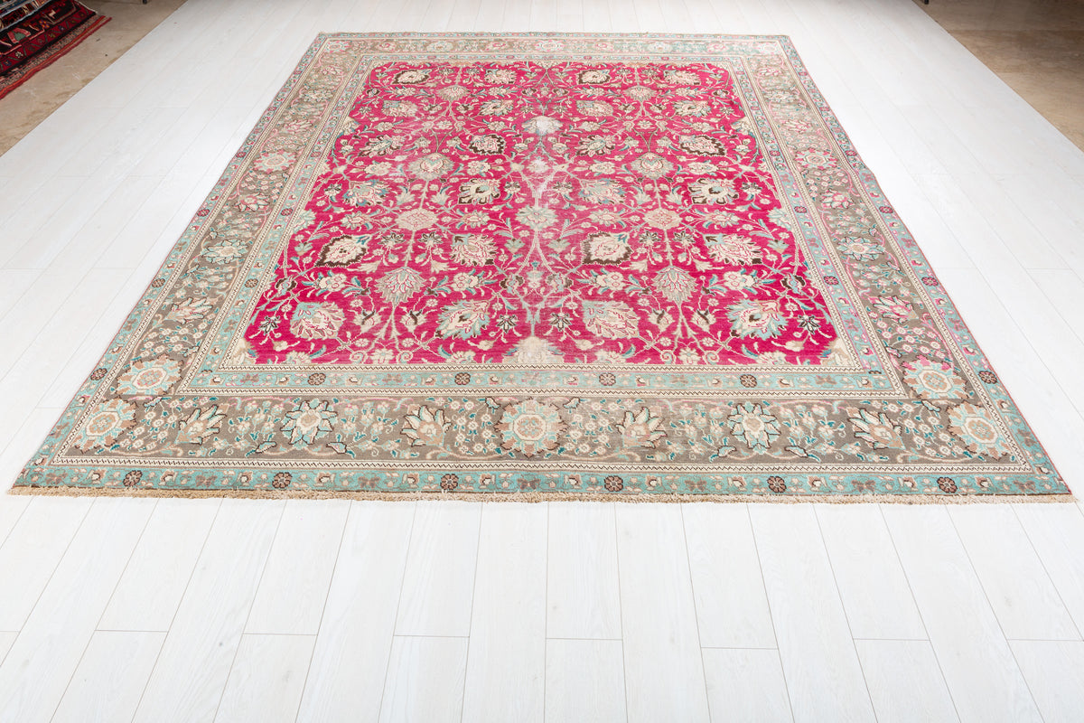 Collectible Vintage Magenta and navy Allover Rug – 9' 10" x 7' 10" (299 x 239 cm)