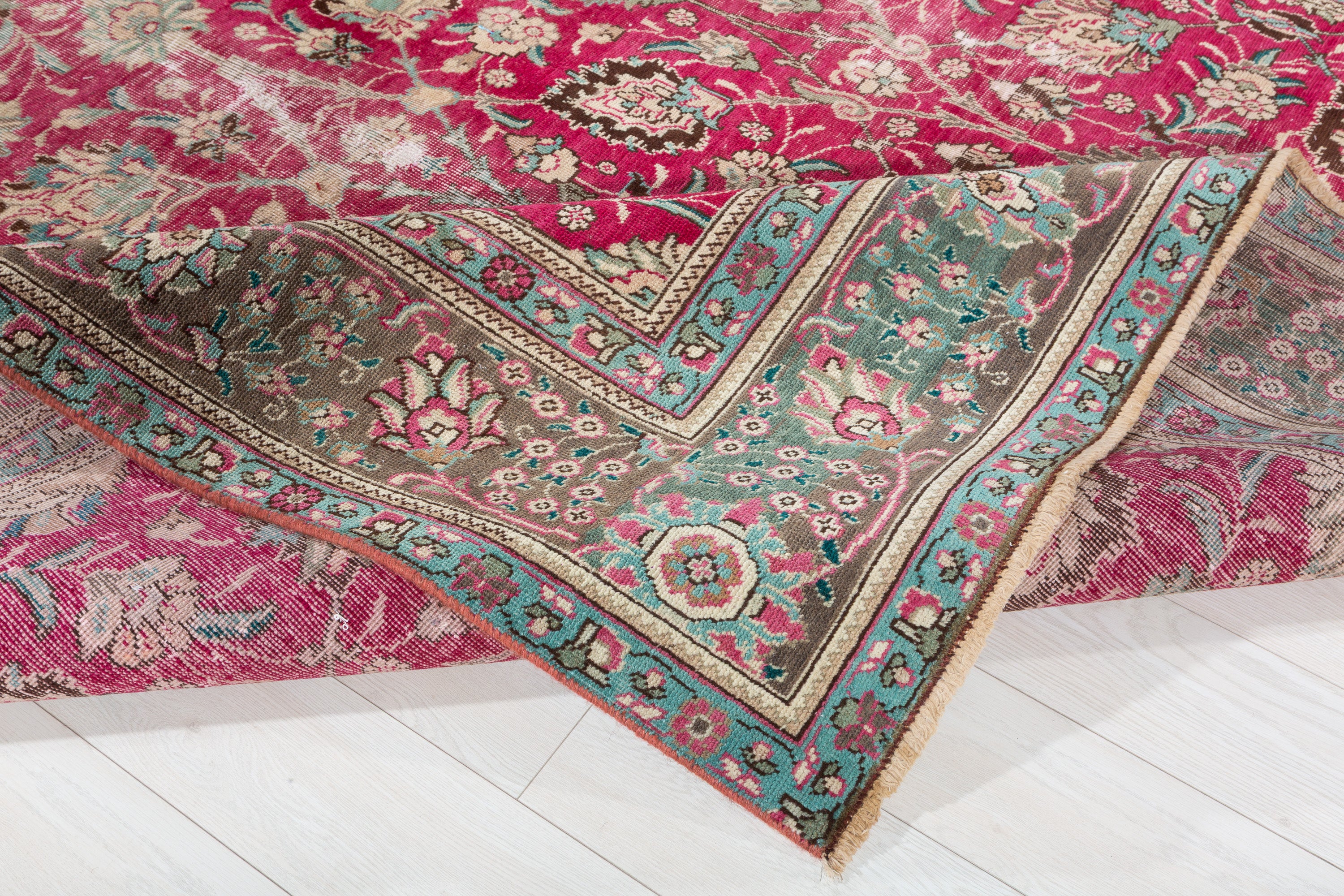 Collectible Vintage Magenta and navy Allover Rug – 9' 10" x 7' 10" (299 x 239 cm)