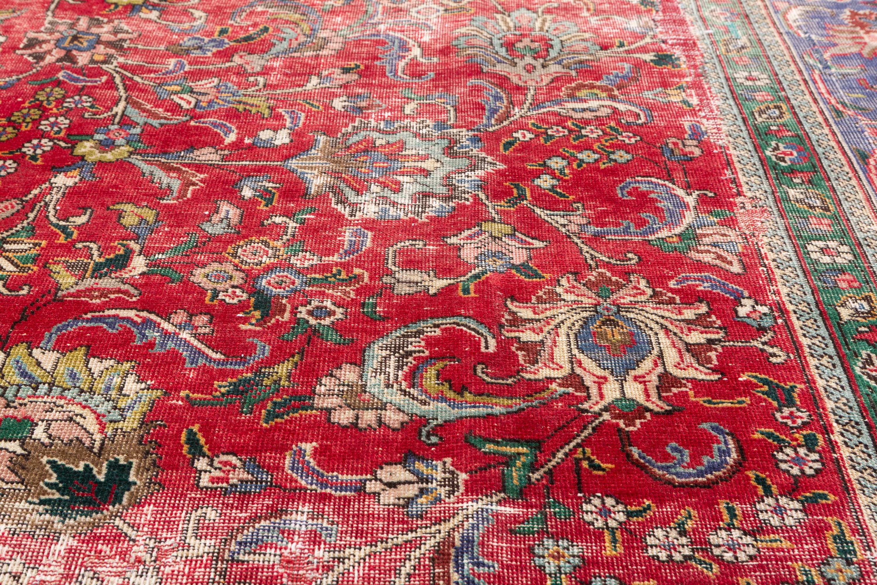 Collectible Vintage Red and navy Allover Rug – 12' 5" x 9' 6" (379 x 289 cm)