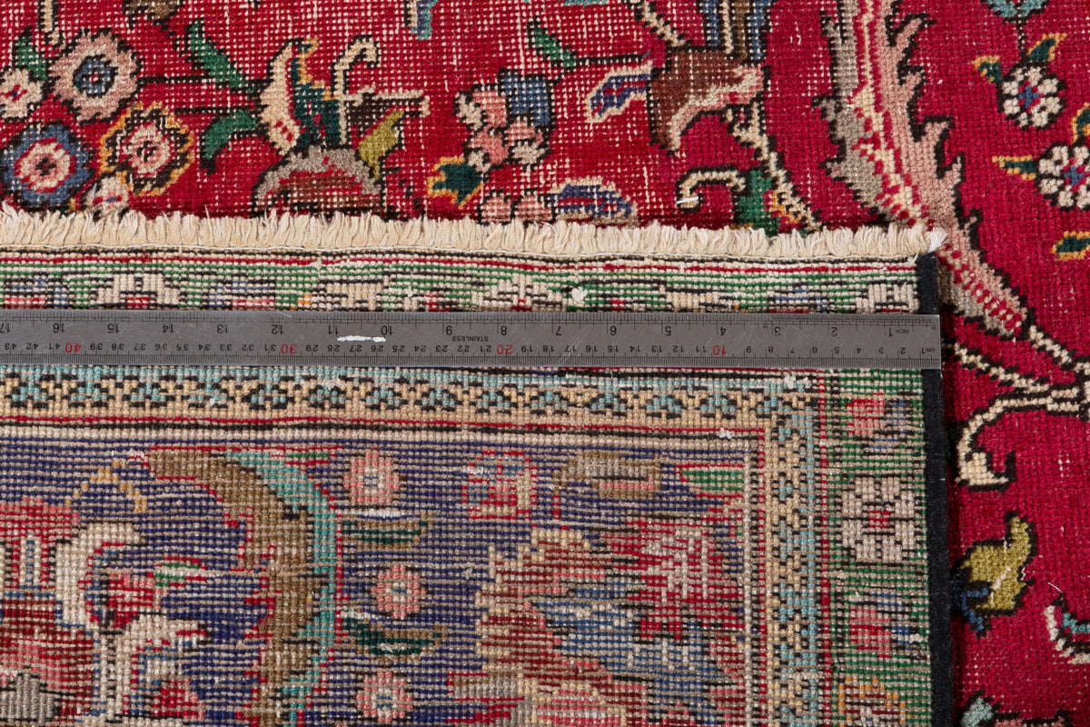 Collectible Vintage Red and navy Allover Rug – 12' 5" x 9' 6" (379 x 289 cm)