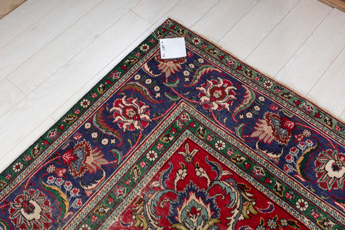 Collectible Vintage Red and navy Allover Rug – 12' 5" x 9' 6" (379 x 289 cm)