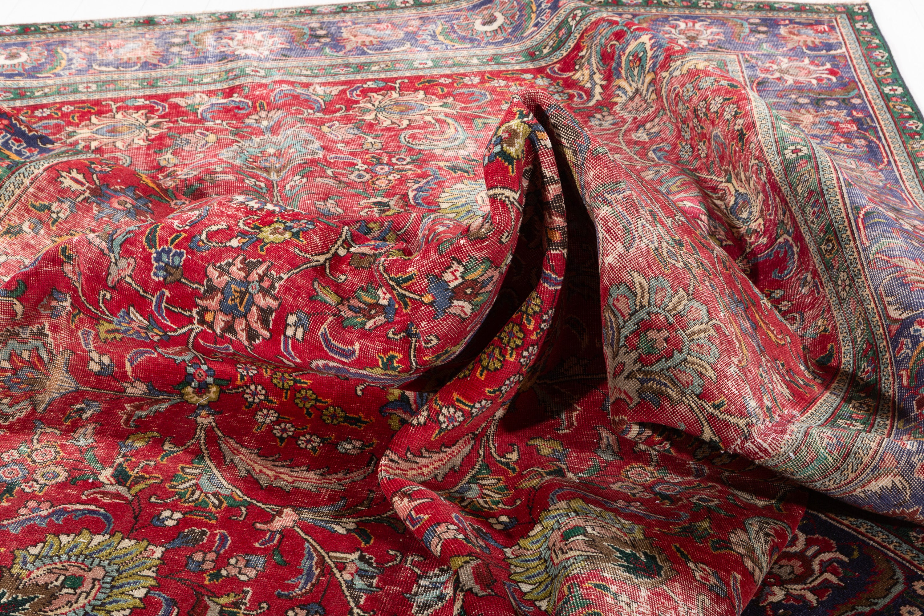 Collectible Vintage Red and navy Allover Rug – 12' 5" x 9' 6" (379 x 289 cm)