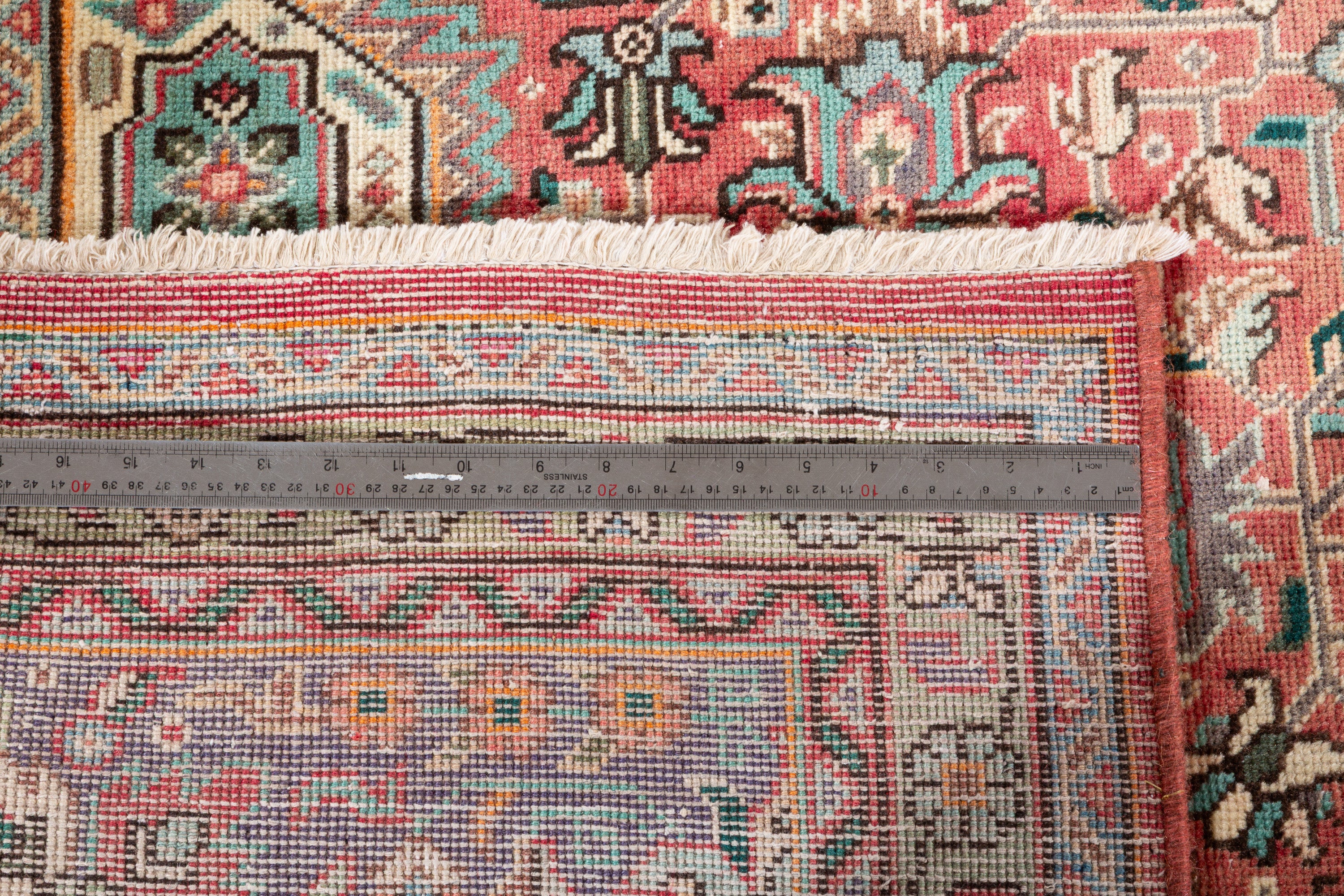 Collectible Vintage Red and navy Geometric Rug – 11' 0" x 7' 11" (335 x 241 cm)