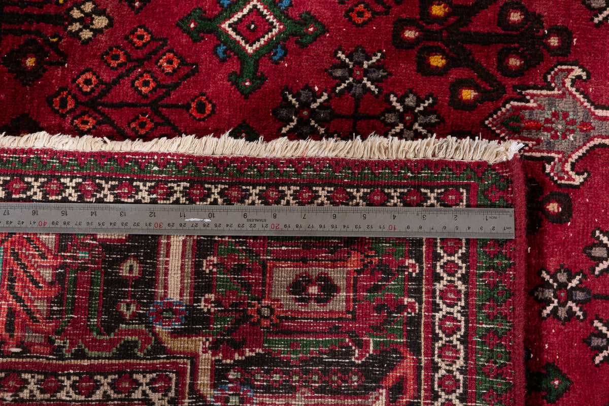 Vintage Red and navy Geometric Rug – 9' 7" x 6' 7" (293 x 201 cm)
