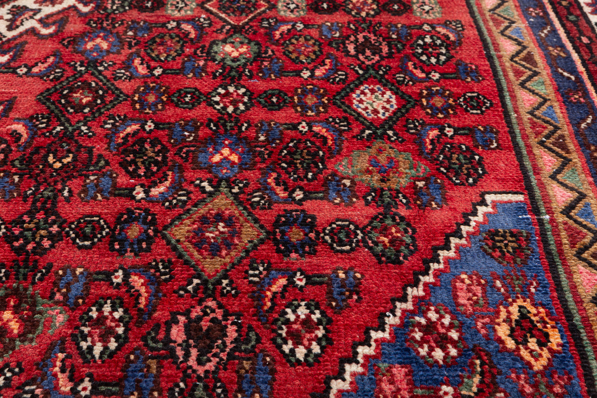 Vintage Red and navy Geometric Rug – 9' 9" x 6' 10" (297 x 209 cm)