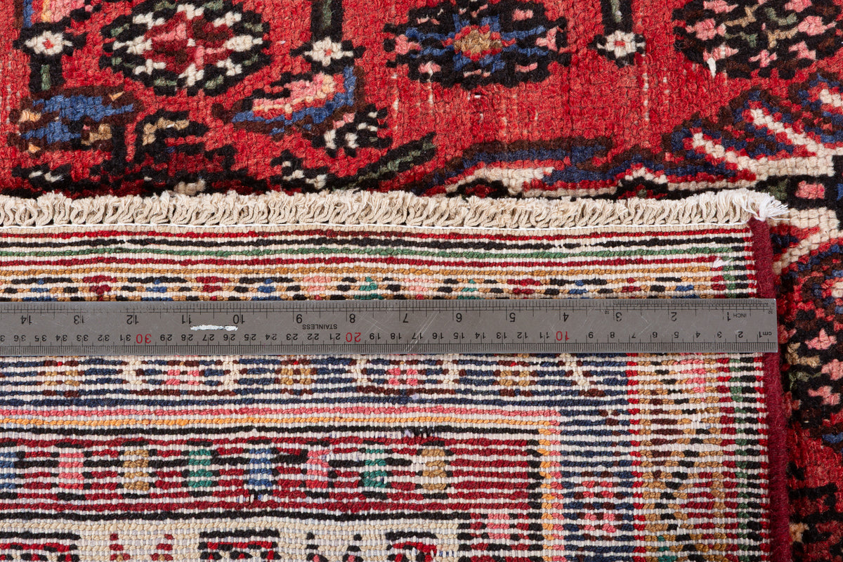 Vintage Red and navy Geometric Rug – 9' 9" x 6' 10" (297 x 209 cm)
