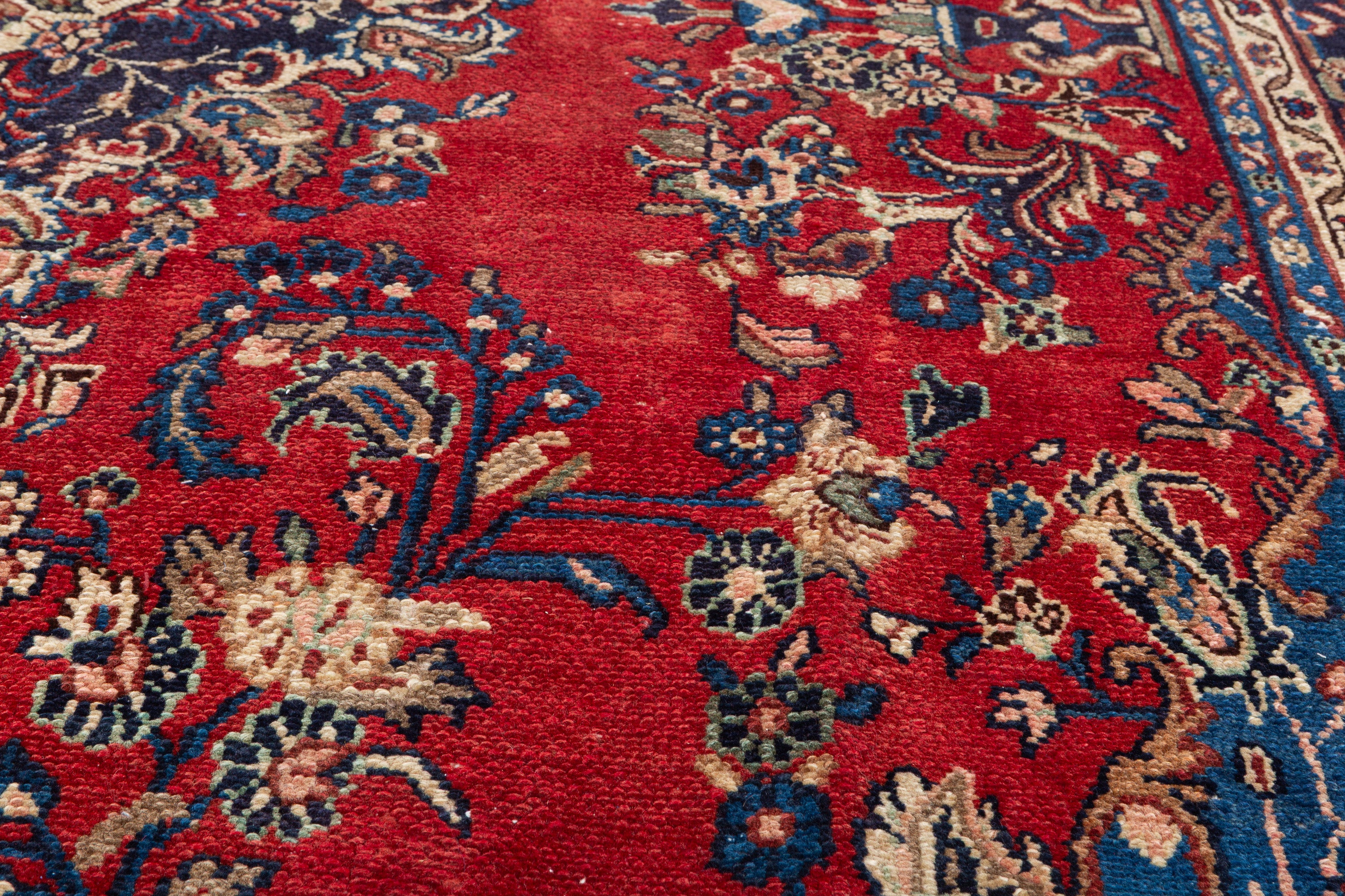 Vintage Red and beige Floral Rug – 10' 4" x 7' 1" (314 x 216 cm)