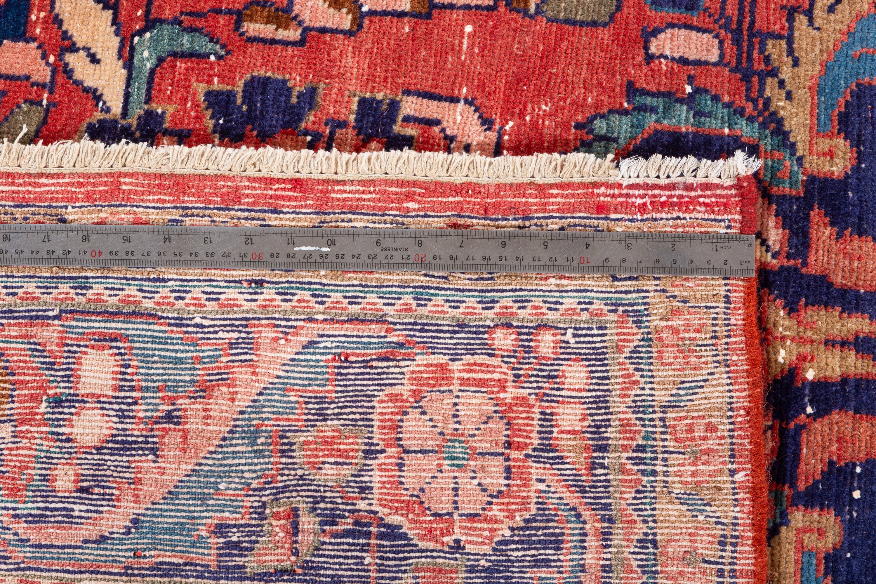 Collectible Vintage Red and navy Floral Rug – 10' 9" x 7' 6" (327 x 229 cm)