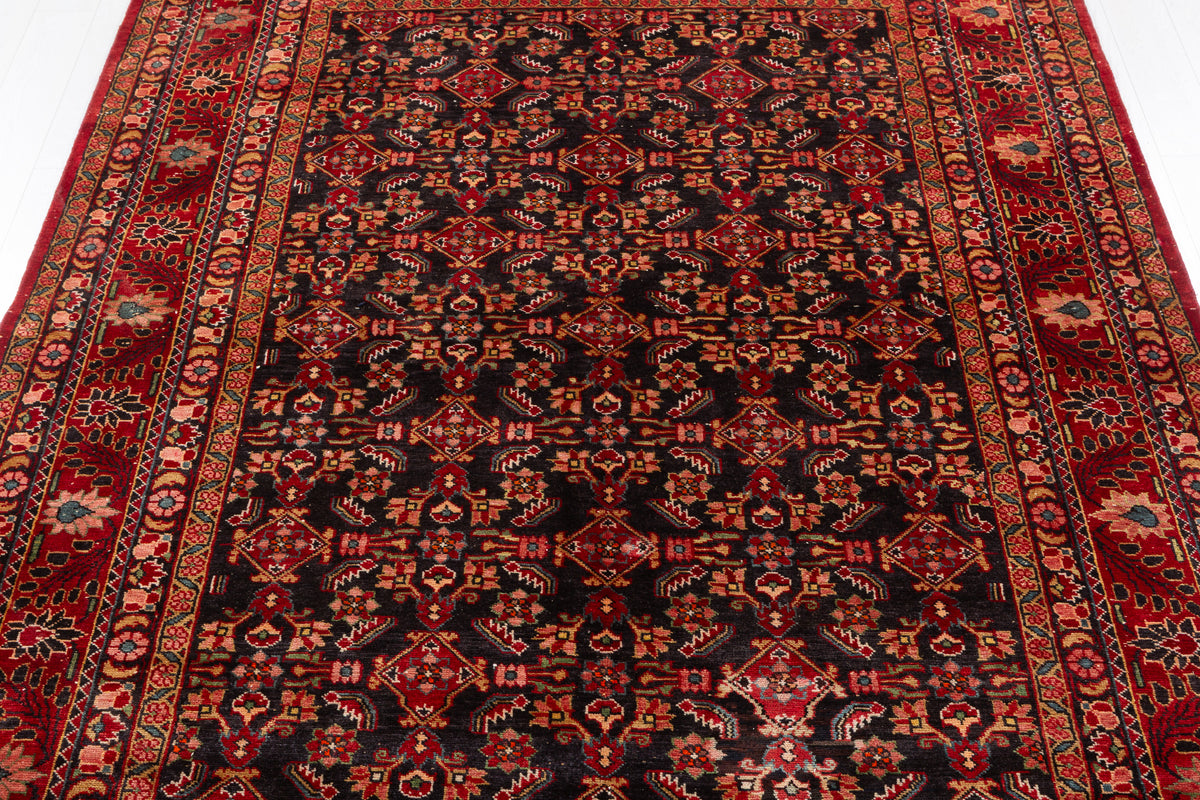 Collectible Vintage Dark navy and red Traditional Rug – 10' 1" x 7' 4" (307 x 224 cm)