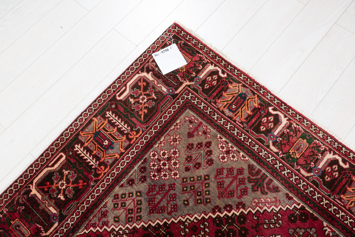 Vintage Red and beige Traditional Rug – 9' 8" x 6' 5" (294 x 196 cm)