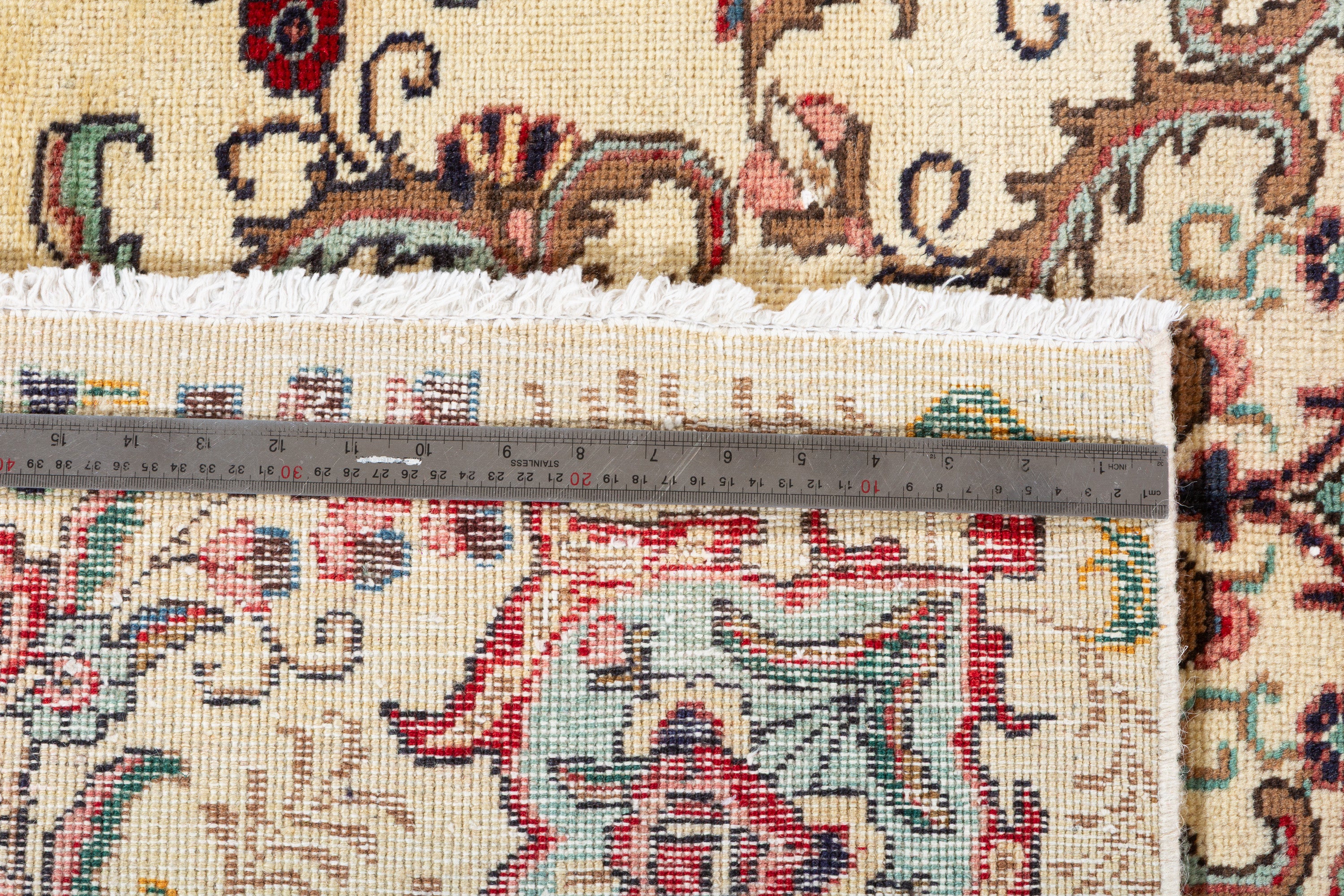 Collectible Vintage Warm beige and red Floral Rug – 10' 3" x 7' 0" (312 x 214 cm)