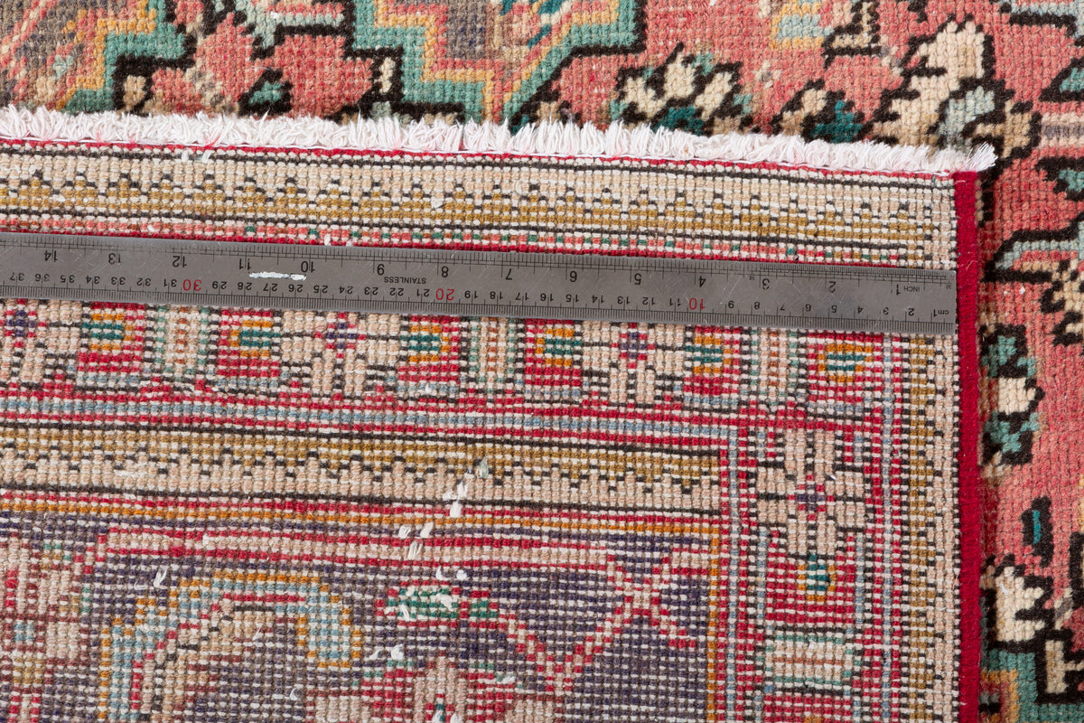 Vintage Charcoal and magenta Geometric Rug – 9' 2" x 6' 7" (279 x 201 cm)