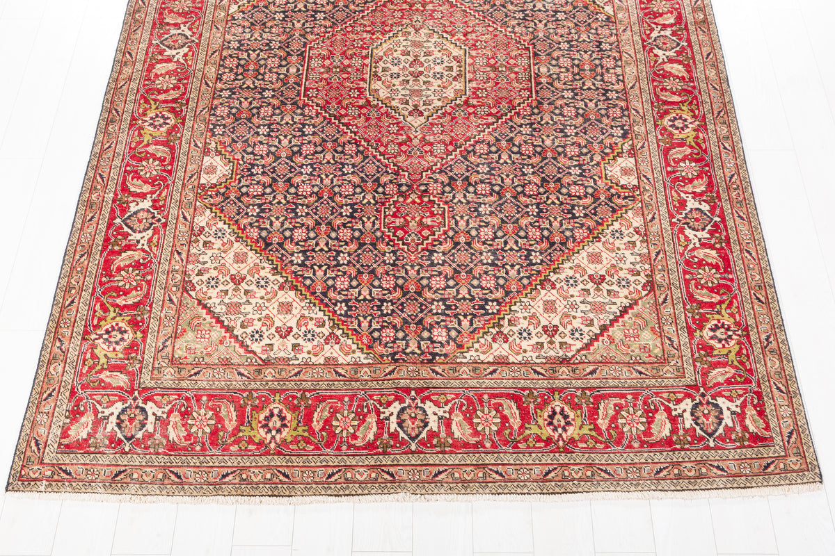 Vintage Deep navy and red Geometric Rug – 9' 4" x 6' 8" (284 x 202 cm)