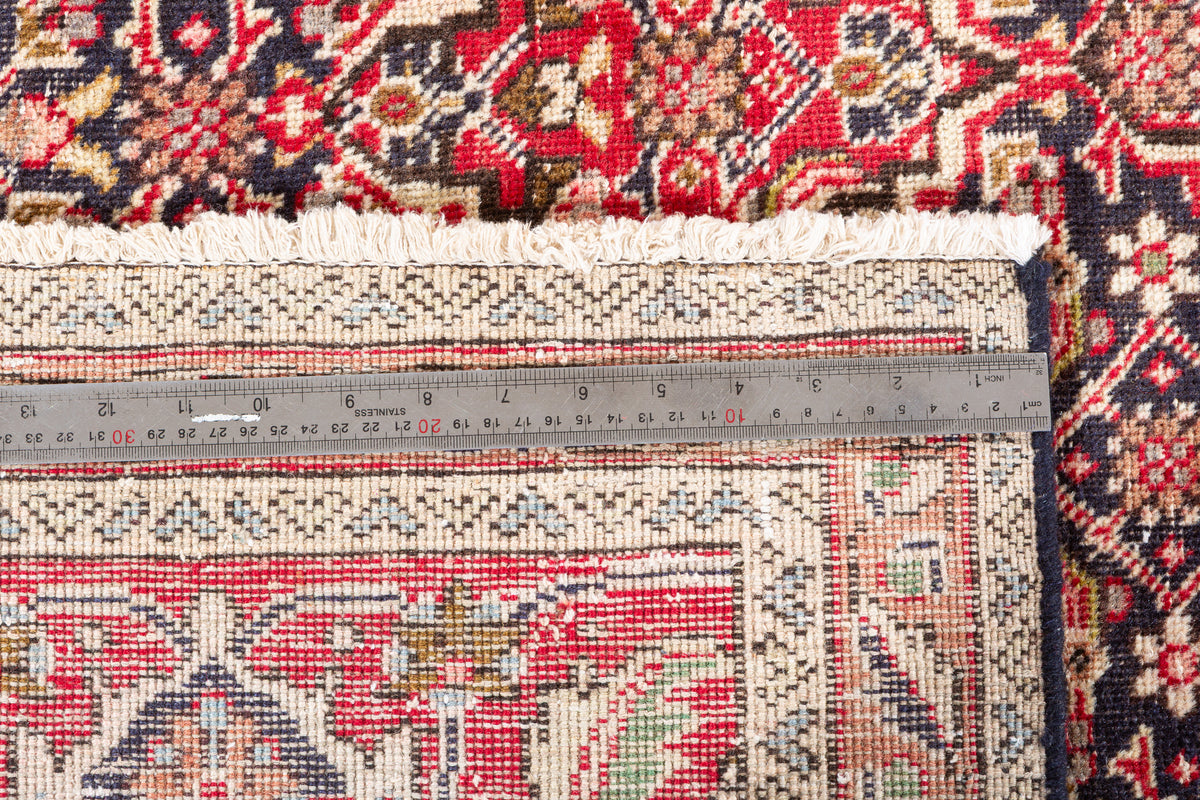 Vintage Deep navy and red Geometric Rug – 9' 4" x 6' 8" (284 x 202 cm)