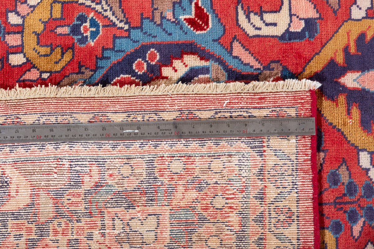 Vintage Red and blue Floral Rug – 10' 3" x 7' 2" (313 x 218 cm)