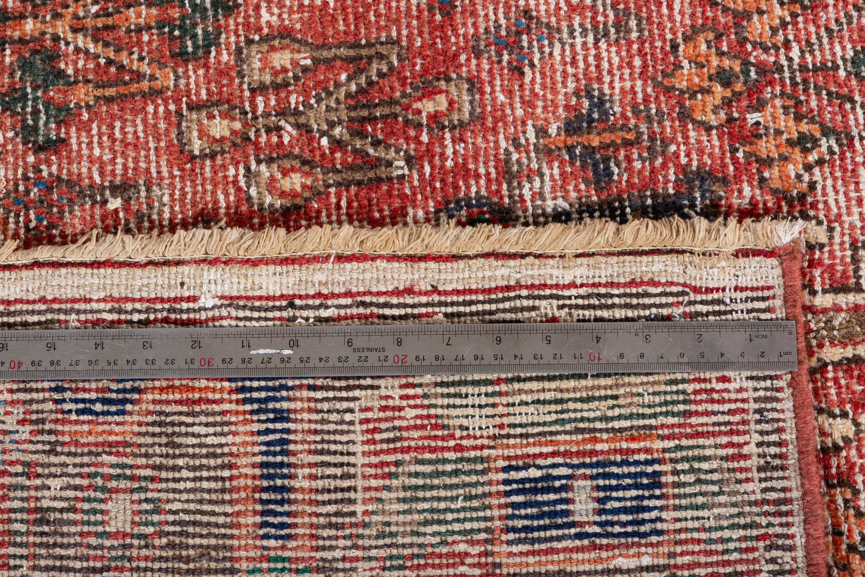 Vintage Faded red and blue Traditional Rug – 9' 5" x 6' 4" (288 x 194 cm)