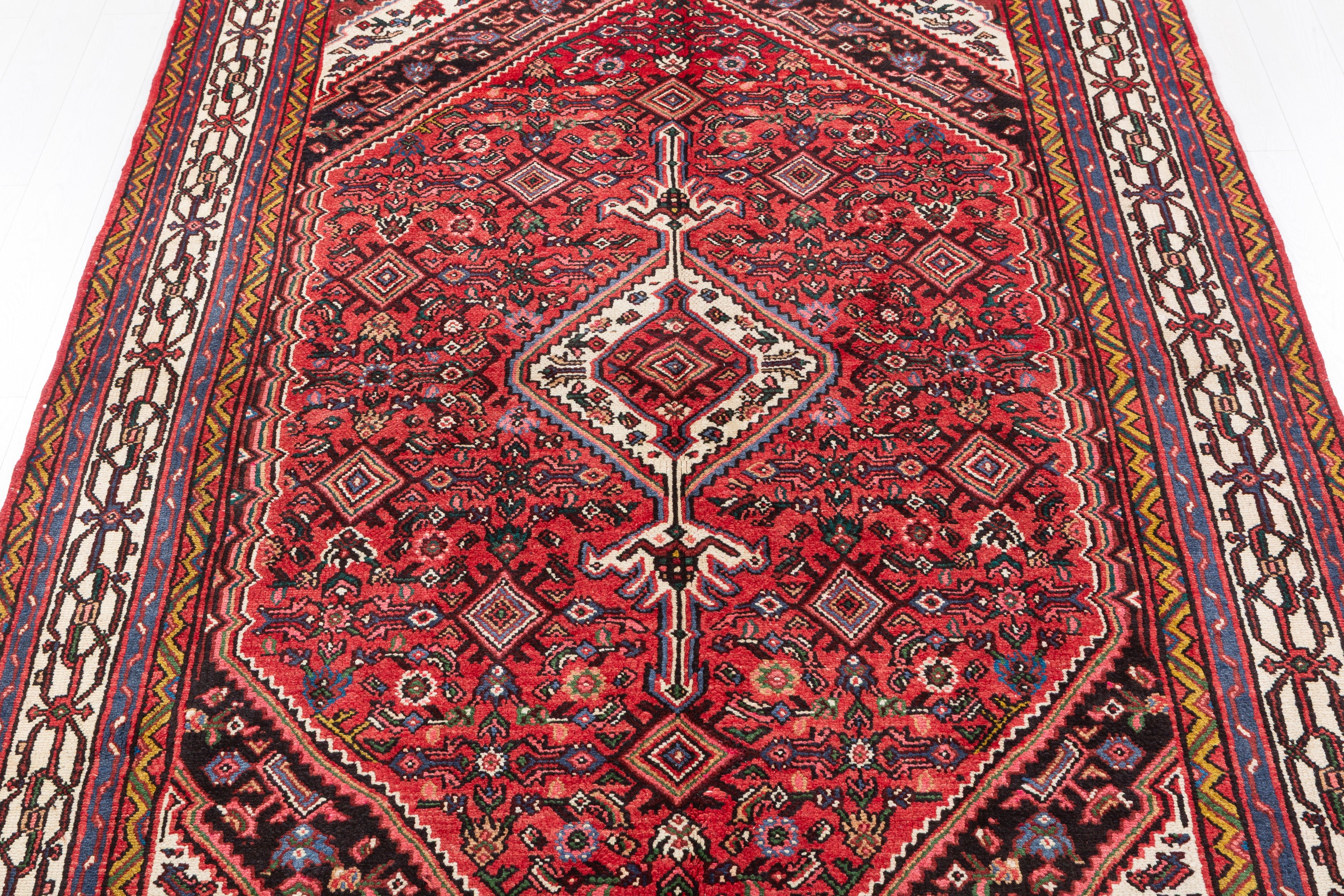 Vintage Red and beige Traditional Rug – 10' 4" x 6' 9" (315 x 205 cm)