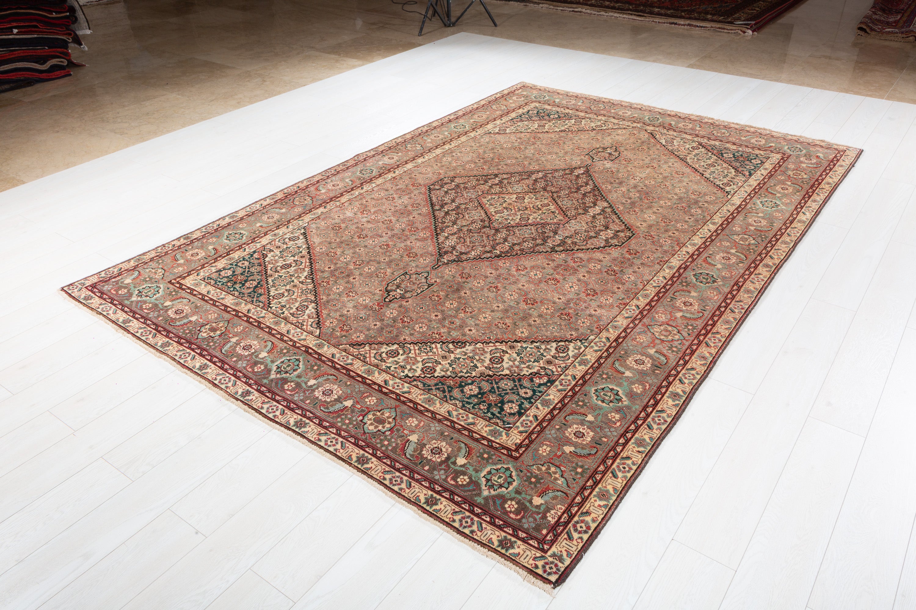 Vintage Muted gray and beige Traditional Rug – 9' 10" x 6' 7" (300 x 200 cm)