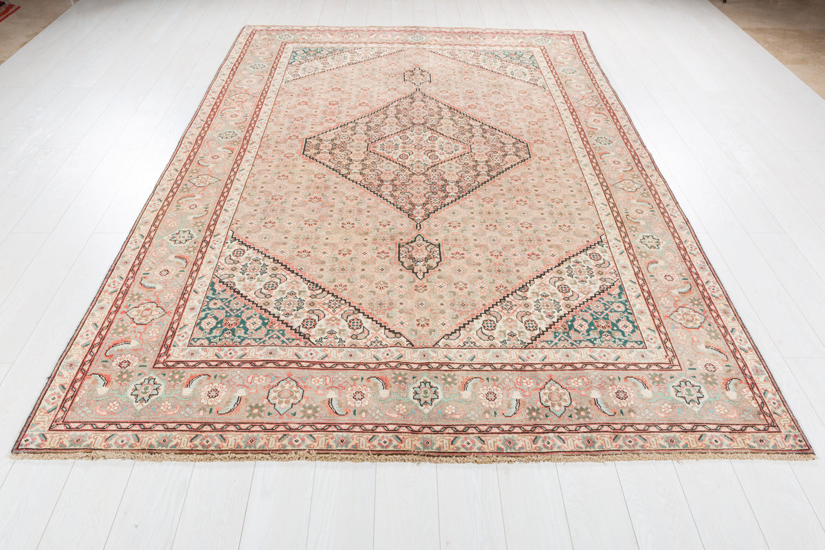 Vintage Muted gray and beige Traditional Rug – 9' 10" x 6' 7" (300 x 200 cm)