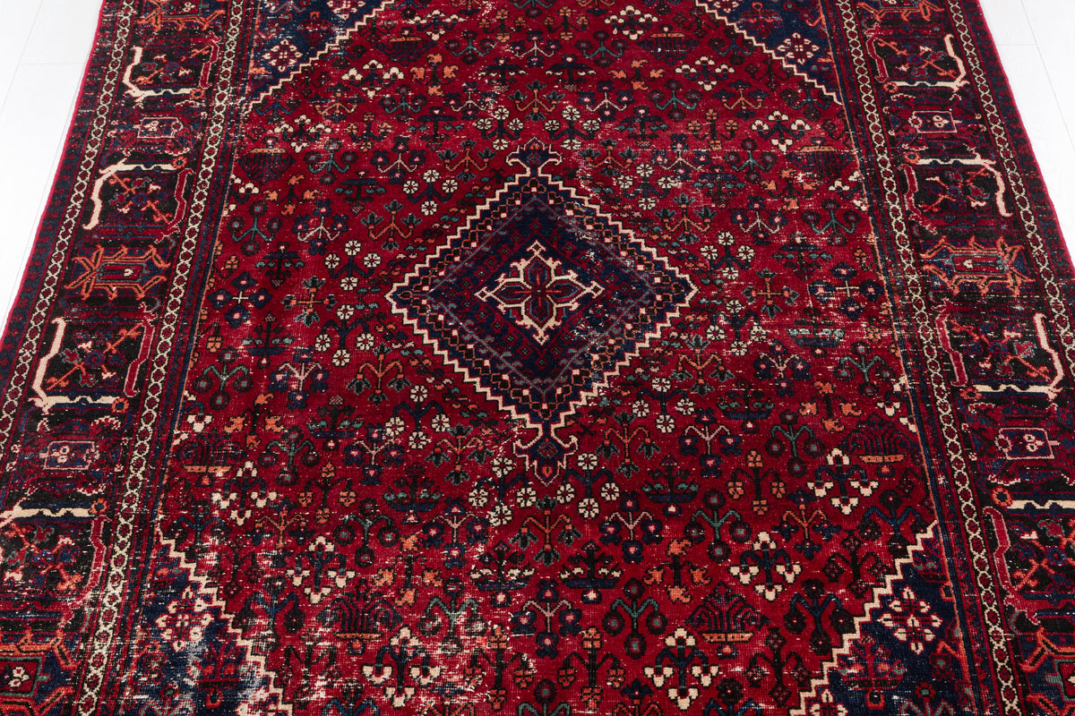 Vintage Red and navy Traditional Rug – 9' 9" x 6' 4" (298 x 194 cm)