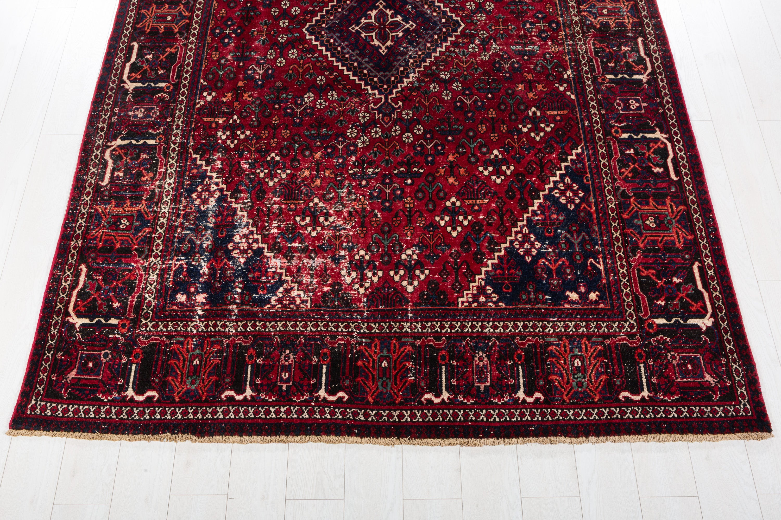 Vintage Red and navy Traditional Rug – 9' 9" x 6' 4" (298 x 194 cm)