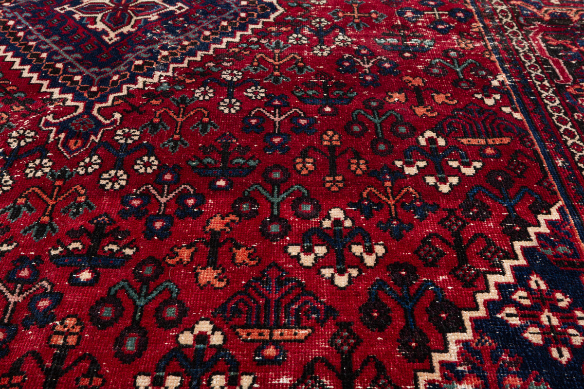 Vintage Red and navy Traditional Rug – 9' 9" x 6' 4" (298 x 194 cm)