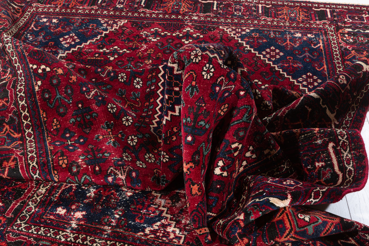 Vintage Red and navy Traditional Rug – 9' 9" x 6' 4" (298 x 194 cm)