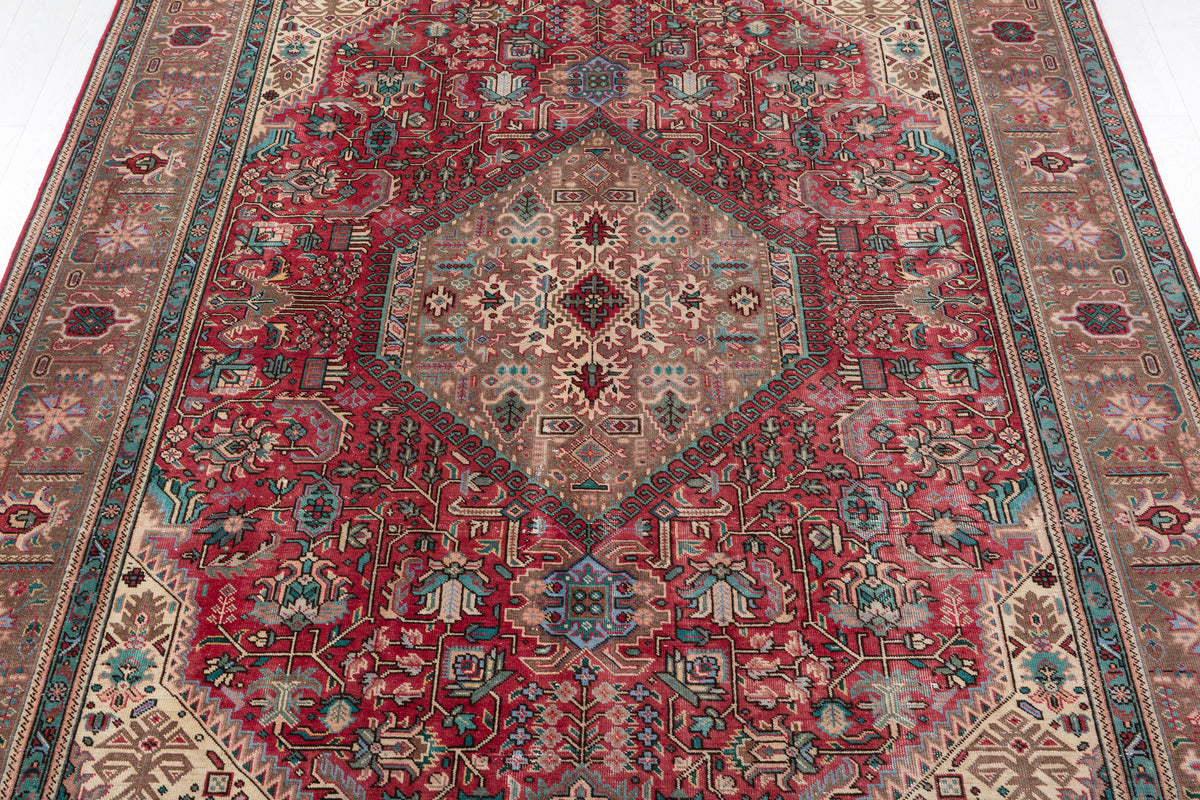 Collectible Vintage Magenta and navy Geometric Rug – 11' 6" x 7' 11" (350 x 241 cm)