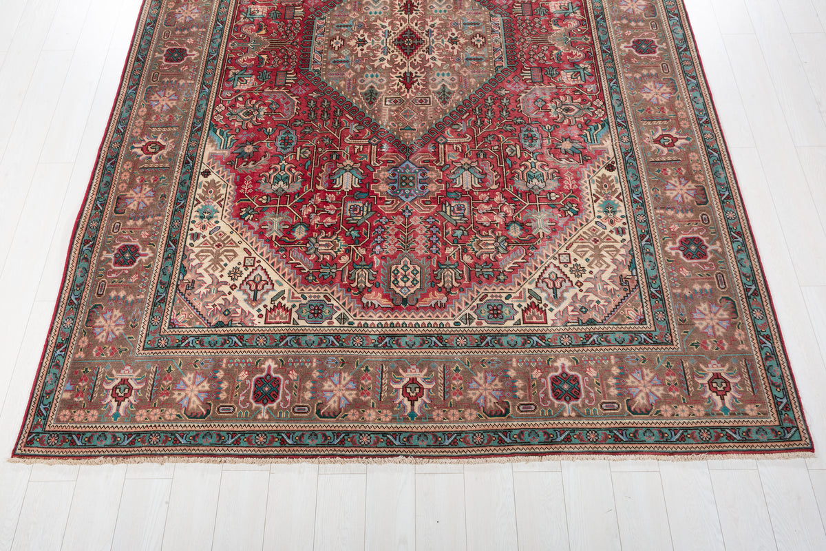 Collectible Vintage Magenta and navy Geometric Rug – 11' 6" x 7' 11" (350 x 241 cm)