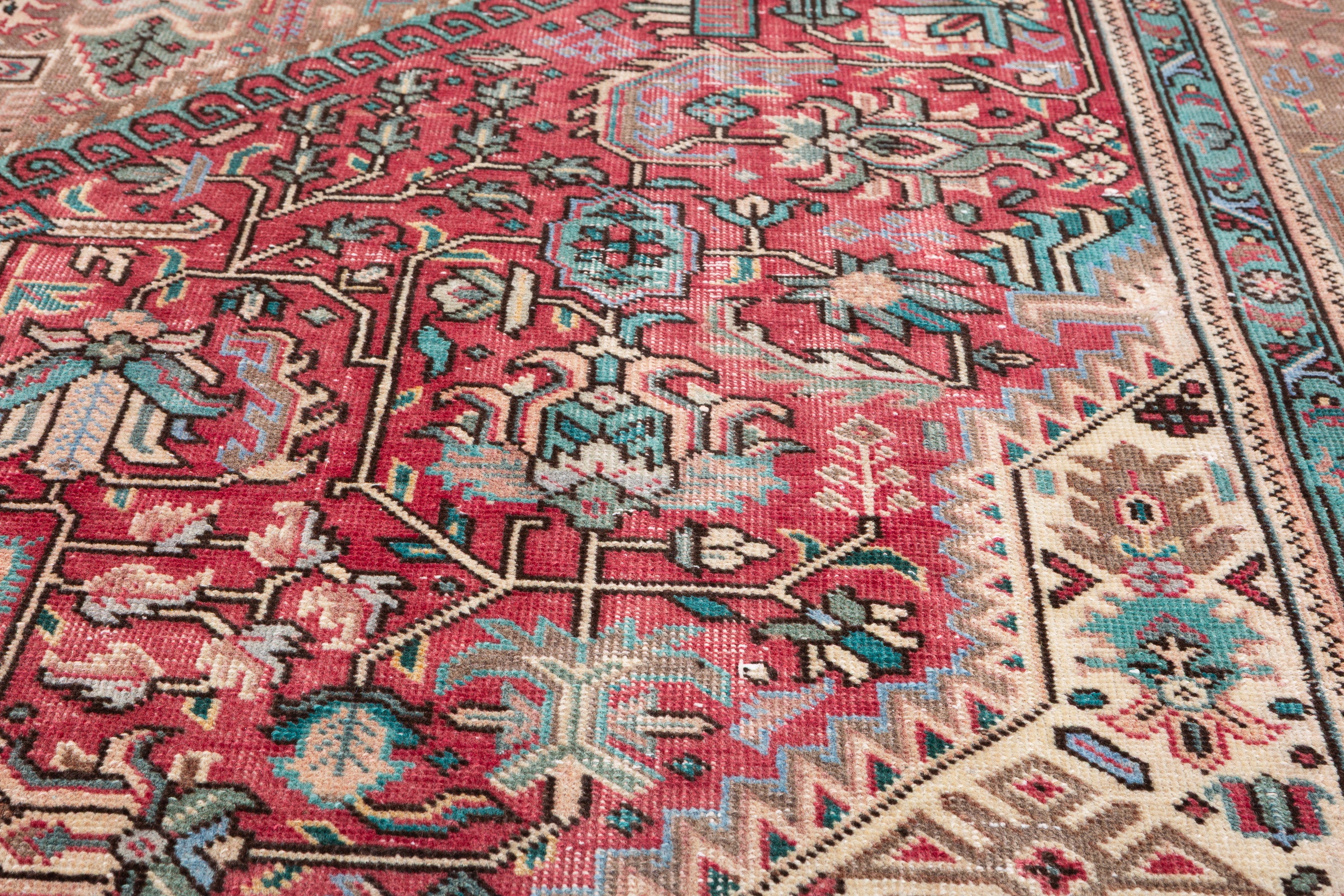 Collectible Vintage Magenta and navy Geometric Rug – 11' 6" x 7' 11" (350 x 241 cm)