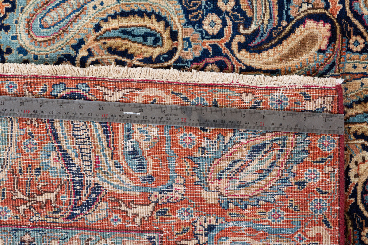 Collectible Vintage Navy blue and rust red Allover paisley Rug – 11' 8" x 8' 10" (355 x 268 cm)