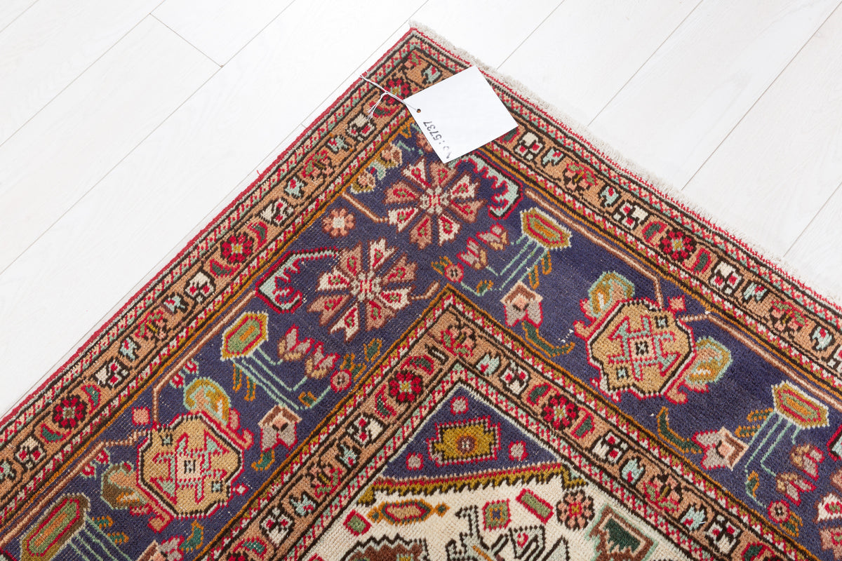 Vintage Red and navy Geometric Rug – 9' 5" x 6' 7" (286 x 201 cm)