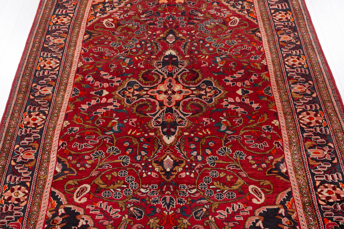 Vintage Red and blue Floral Rug – 10' 2" x 7' 0" (309 x 214 cm)