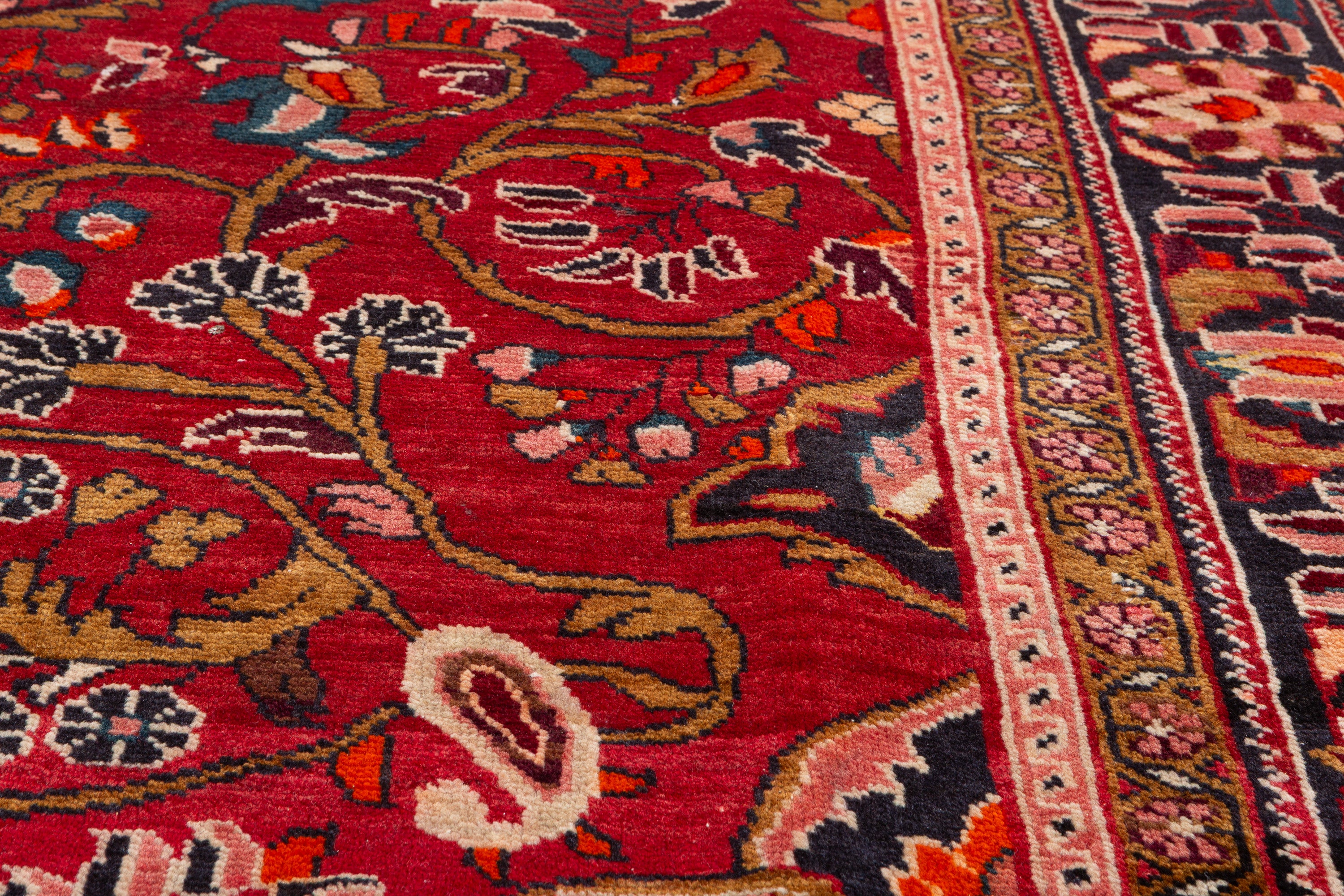 Vintage Red and blue Floral Rug – 10' 2" x 7' 0" (309 x 214 cm)