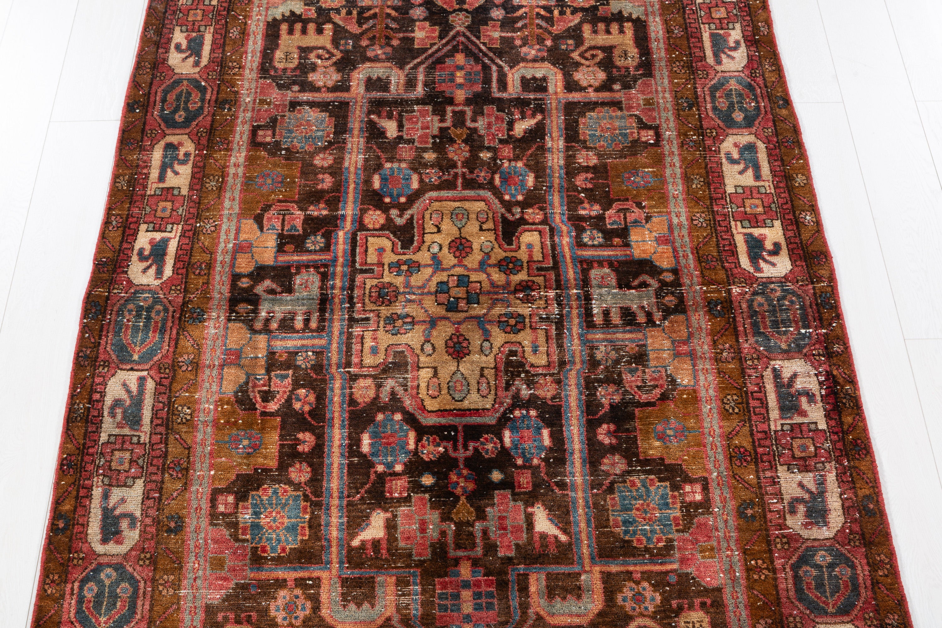 Collectible Vintage Rust, Brown Tree of Life Rug – 7' 8" x 4' 5" (234 x 135 cm)