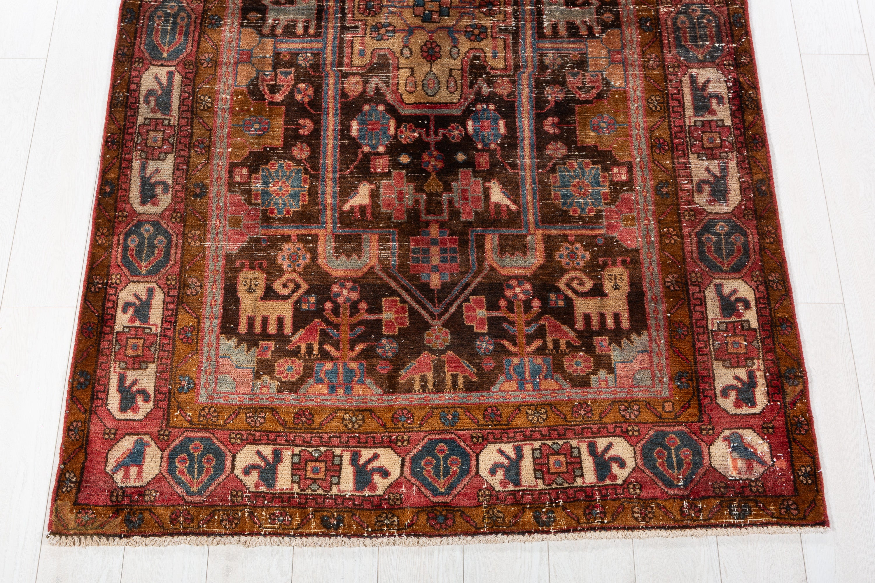 Collectible Vintage Rust, Brown Tree of Life Rug – 7' 8" x 4' 5" (234 x 135 cm)
