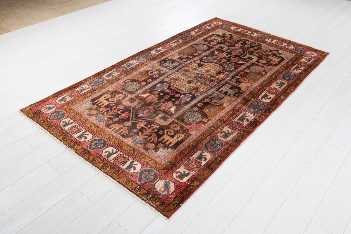 Collectible Vintage Rust, Brown Tree of Life Rug – 7' 8" x 4' 5" (234 x 135 cm)