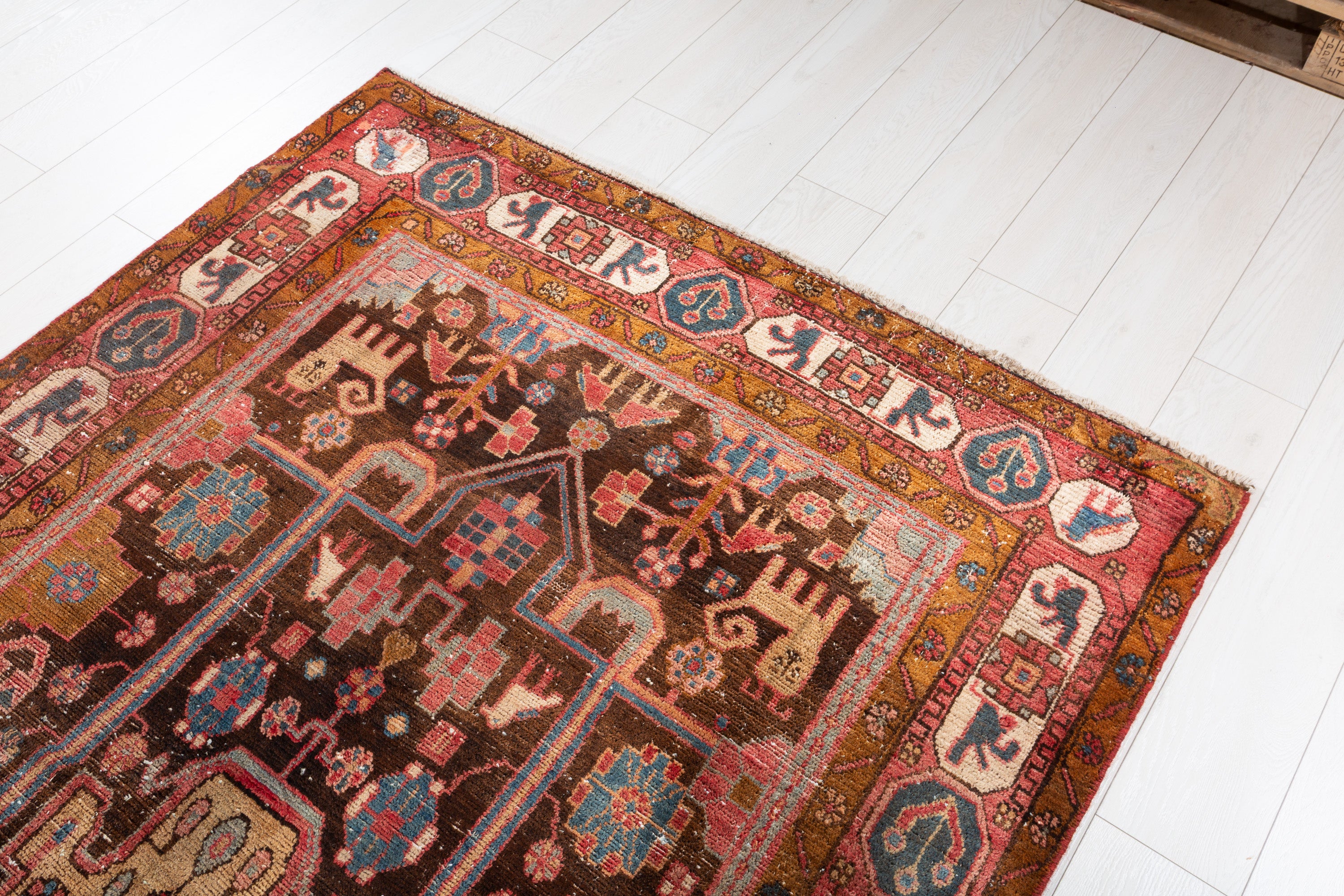 Collectible Vintage Rust, Brown Tree of Life Rug – 7' 8" x 4' 5" (234 x 135 cm)