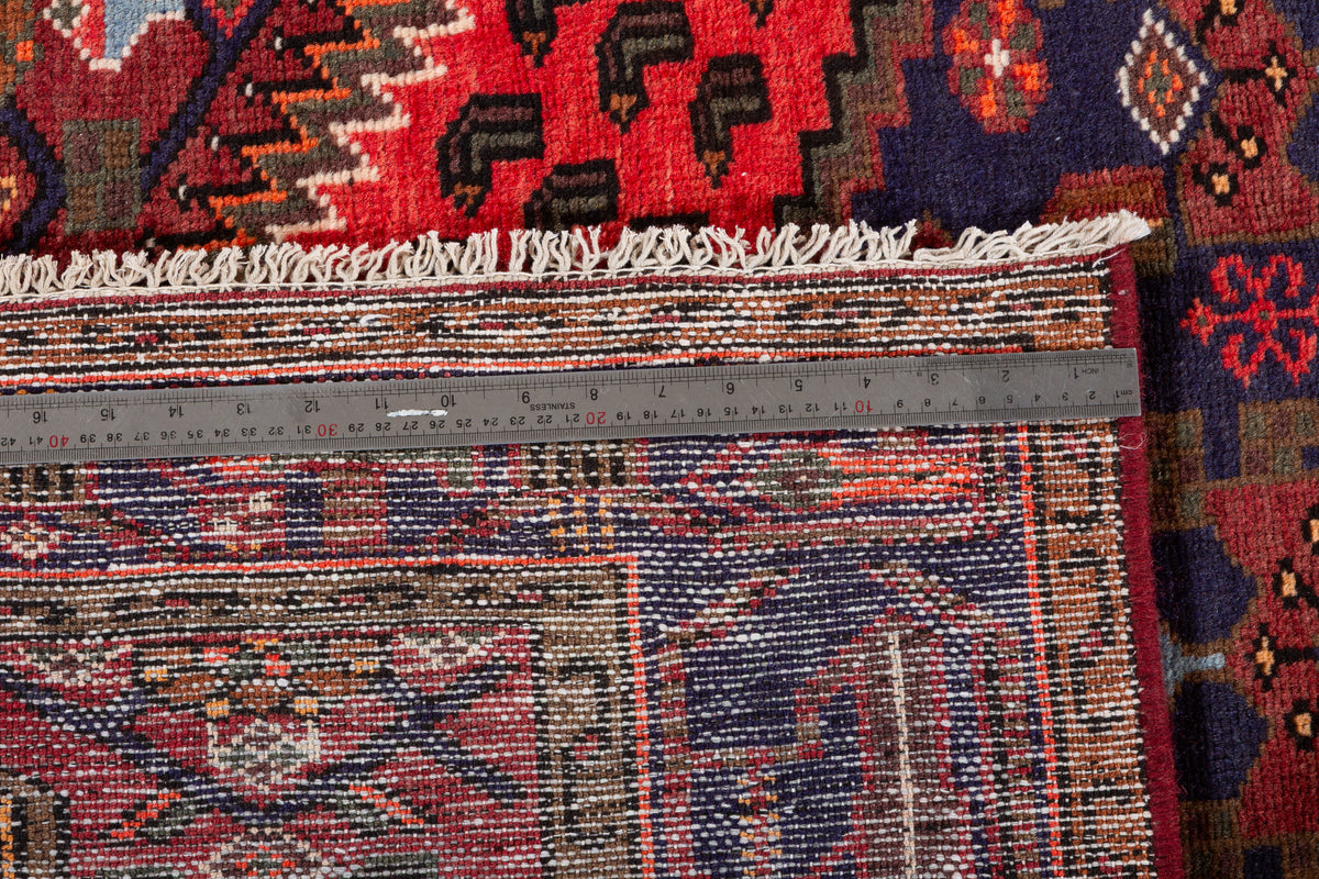 Collectible Vintage Navy Blue, Coral Geometric Medallion Area Rug – 6' 8" x 4' 2" (202 x 127 cm)