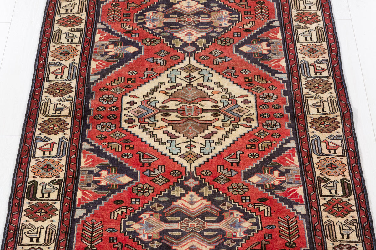 Collectible Vintage Coral, Beige Triple Diamond Area Rug – 6' 10" x 4' 1" (209 x 124 cm)