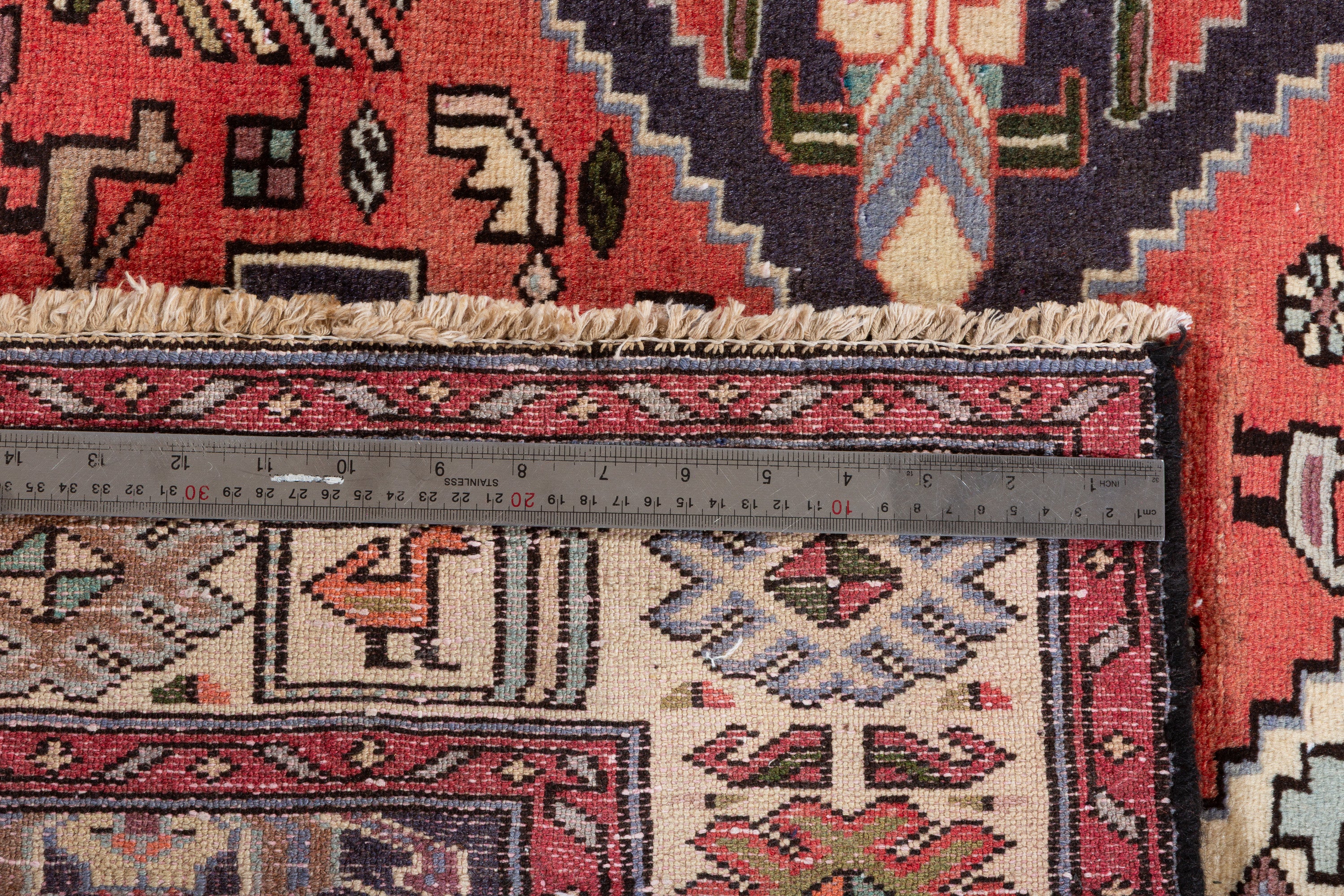 Collectible Vintage Coral, Beige Triple Diamond Area Rug – 6' 10" x 4' 1" (209 x 124 cm)