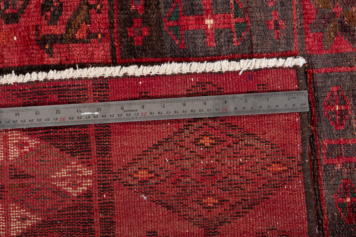 Collectible Vintage Faded Pinkish Red Compartment Design Area Rug – 6' 6" x 4' 0" (197 x 121 cm)
