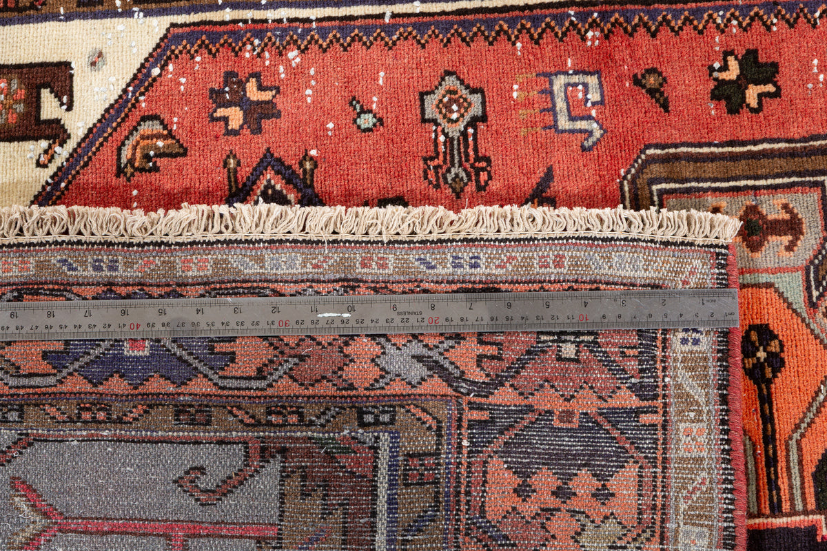 Vintage Coral, Orange Geometric Medallion Area Rug – 6' 4" x 4' 3" (194 x 130 cm)