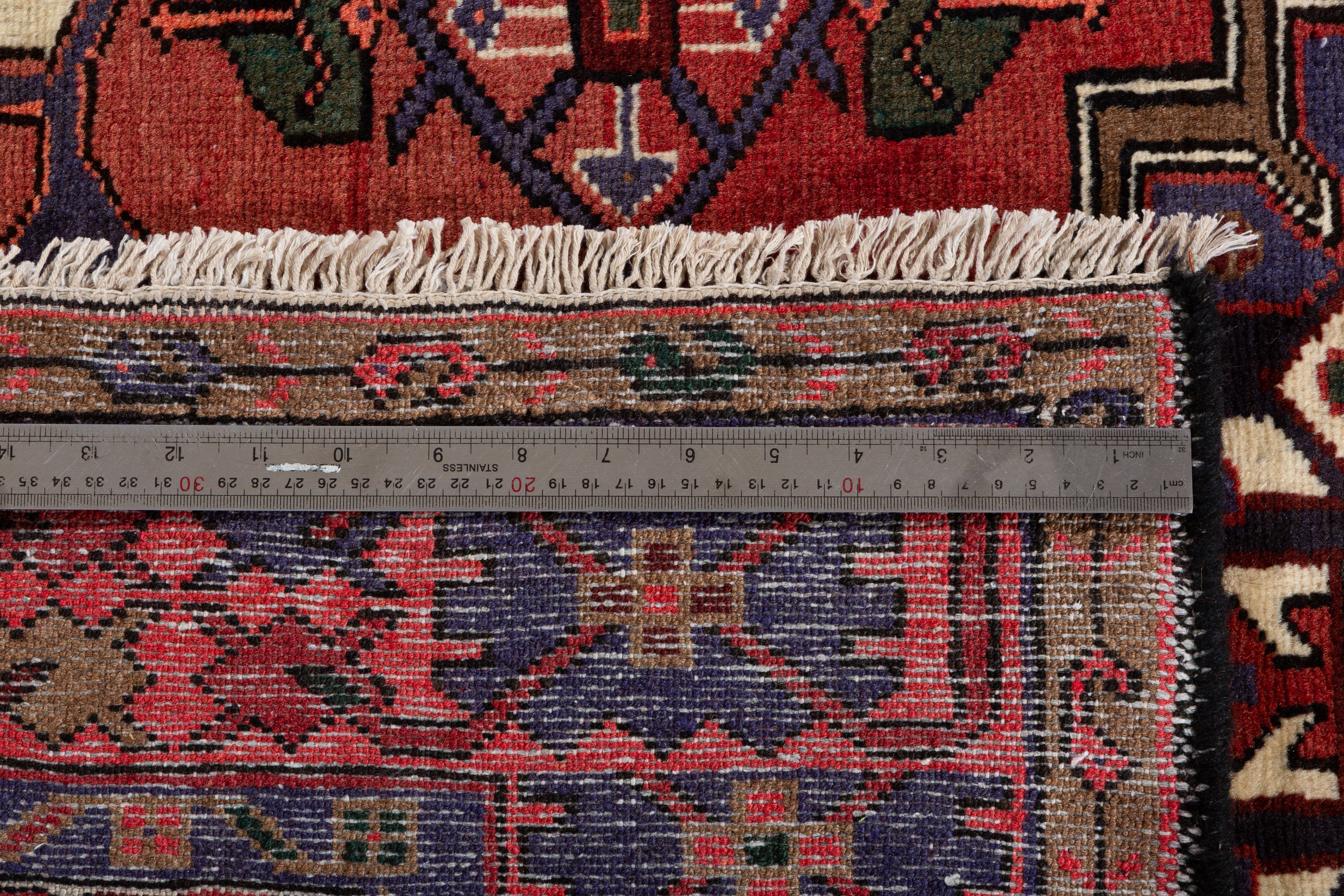 Vintage Rust Red, Navy Blue Central Medallion Area Rug – 6' 3" x 4' 3" (190 x 129 cm)