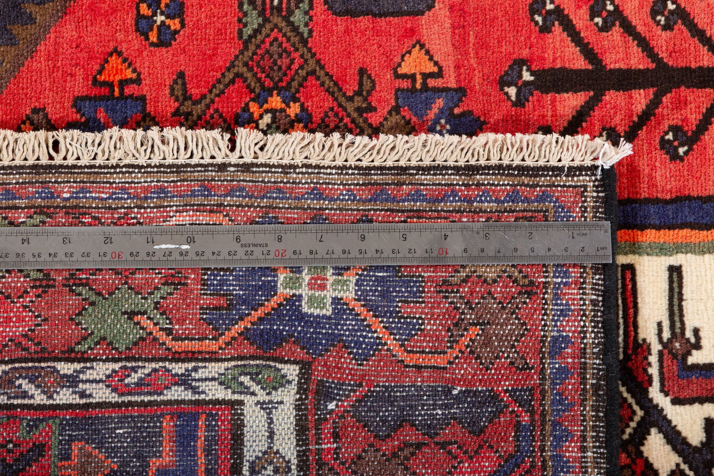 Vintage Coral, Navy Blue Central Medallion Area Rug – 6' 3" x 4' 2" (191 x 127 cm)